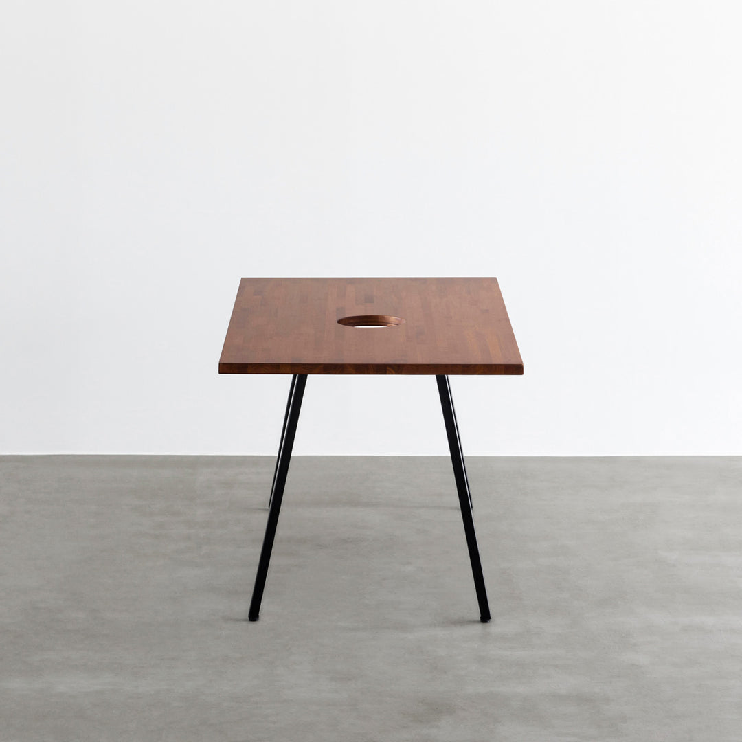 THE TABLE / ラバーウッド ブラウン × Black Steel ネコ穴付き