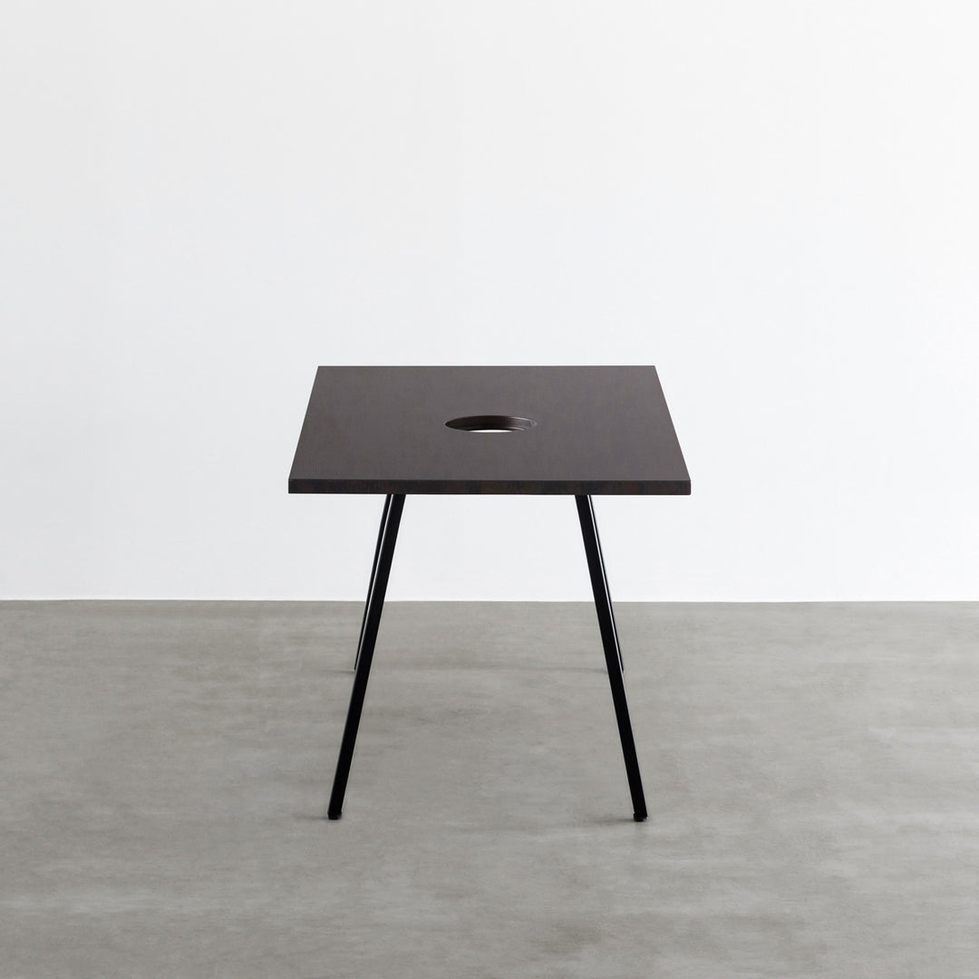 THE TABLE / ラバーウッド ブラックブラウン × Black Steel ネコ穴付き