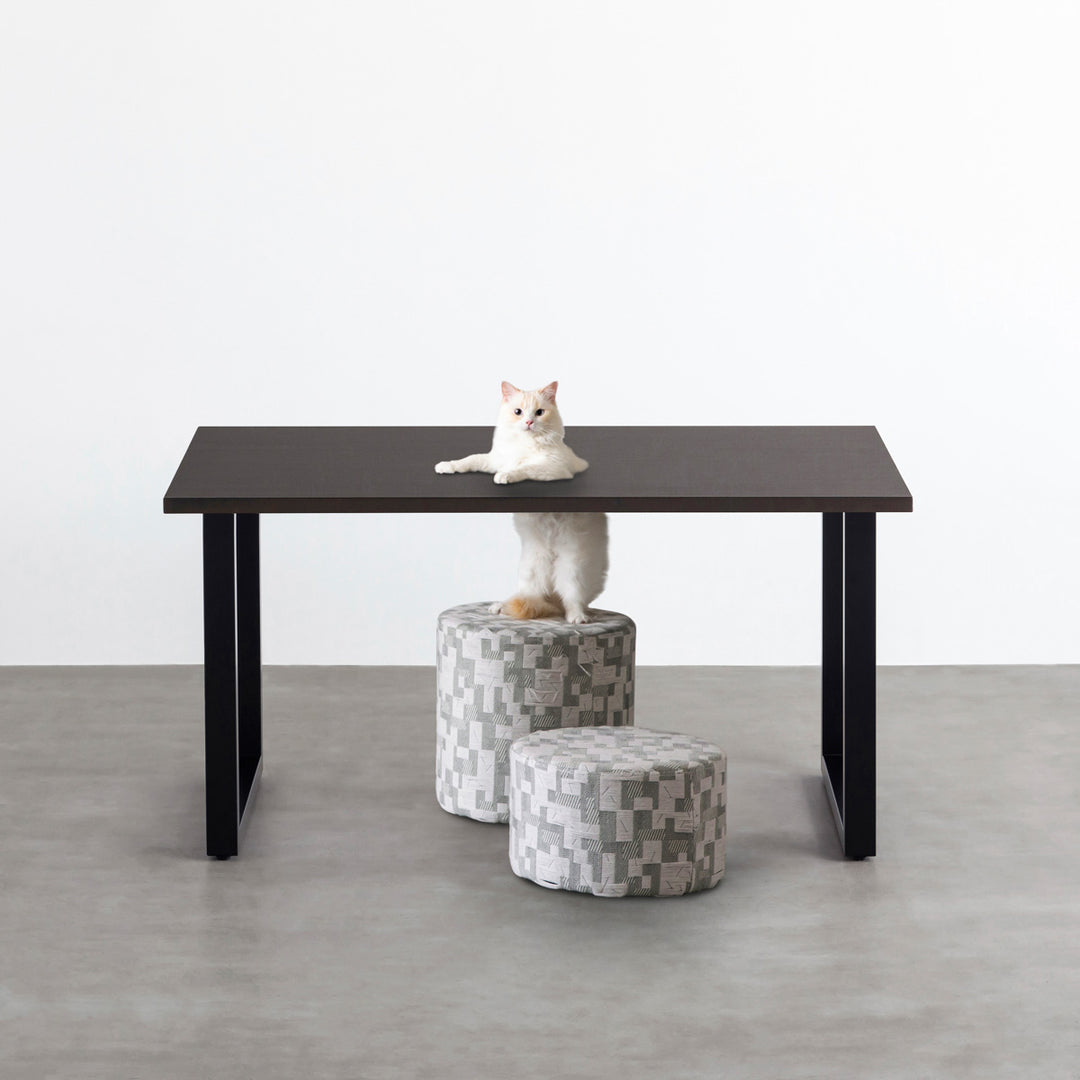 THE TABLE / ラバーウッド ブラックブラウン × Black Steel ネコ穴付き THE TABLE / ラバーウッド ブラックブラウン × Black Steel ネコ穴付き