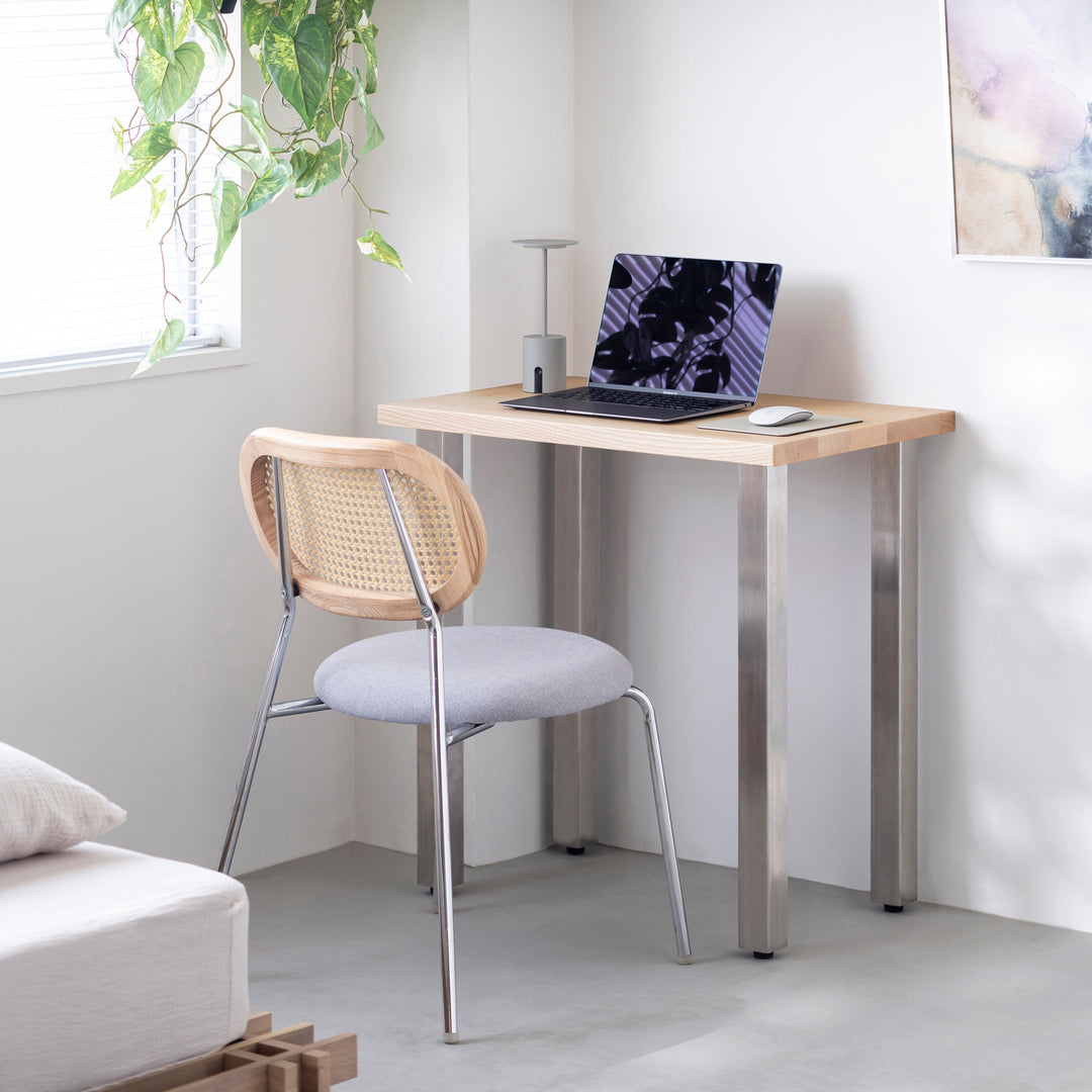 【KANADEMONO】テーブル/デスク（A） THE TABLE / コンパクトデスク 無垢 ホワイトアッシュ × Stainless