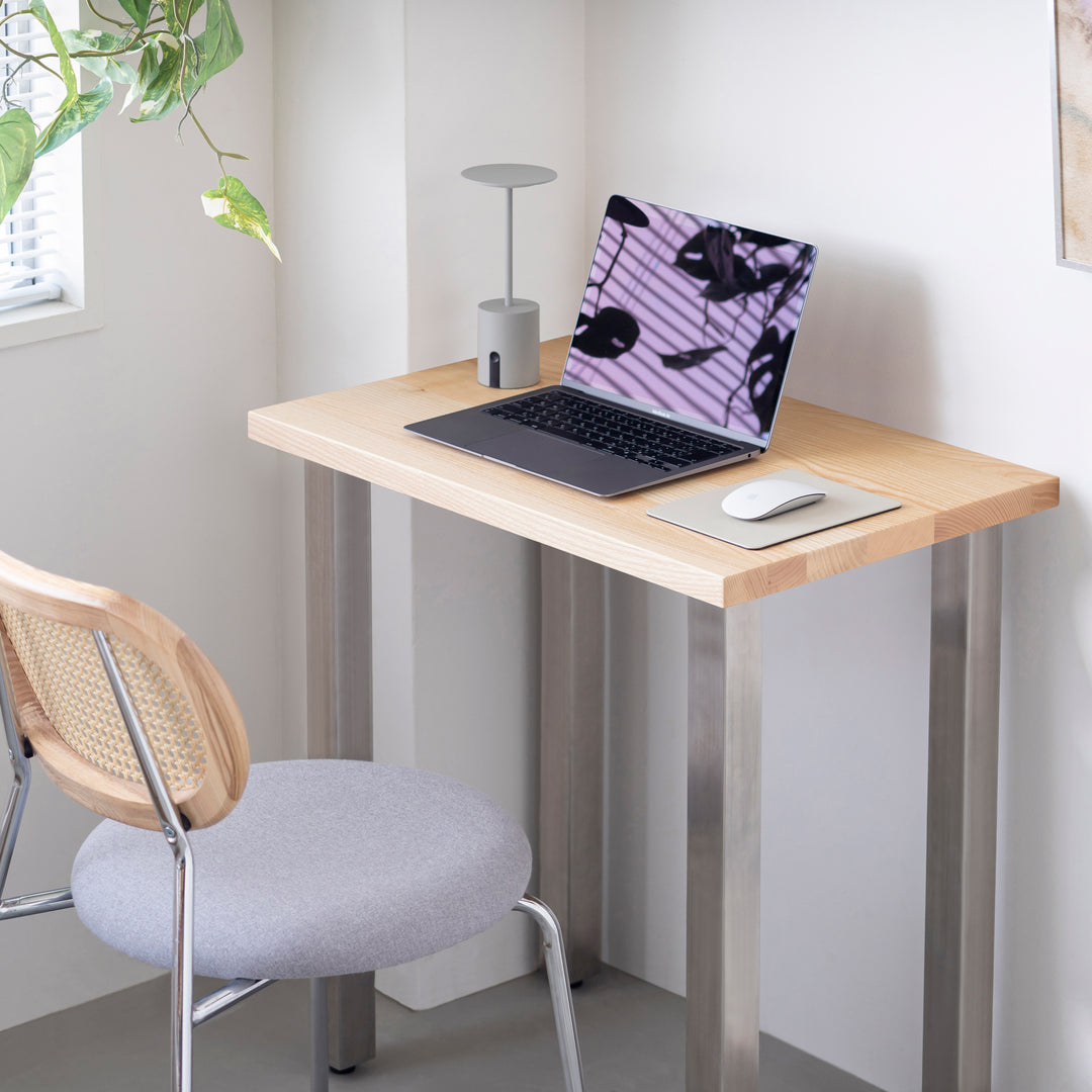 THE TABLE / コンパクトデスク 無垢 ホワイトアッシュ × Stainless