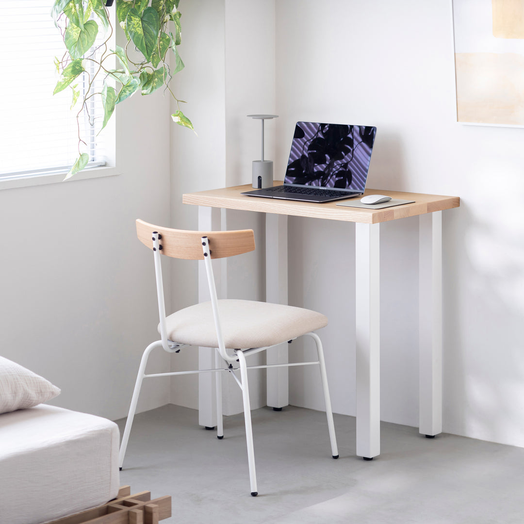THE TABLE / コンパクトデスク 無垢 ホワイトアッシュ × White Steel