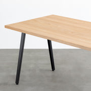 かなでものの無垢材ホワイトアッシュ天板にブラックのスリムライン鉄脚を組み合わせたテーブル（天板と脚）