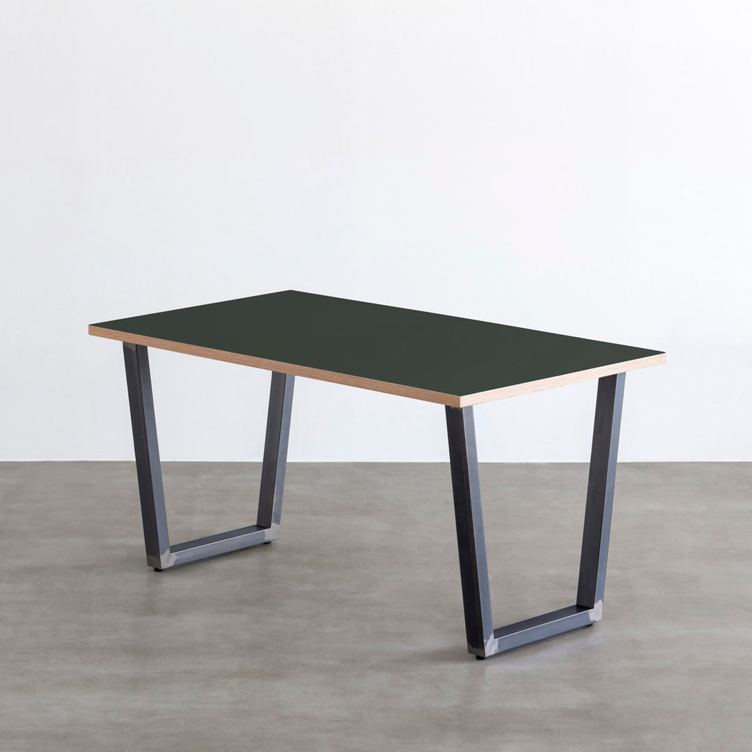 THE TABLE / リノリウム グリーン系 × Black Steel（クリア塗装