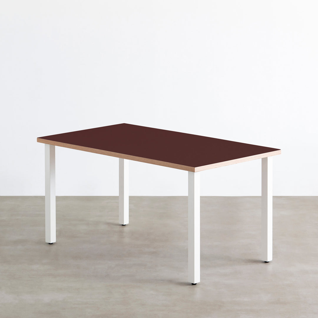 THE TABLE / リノリウム レッド・オレンジ系 × White Steel