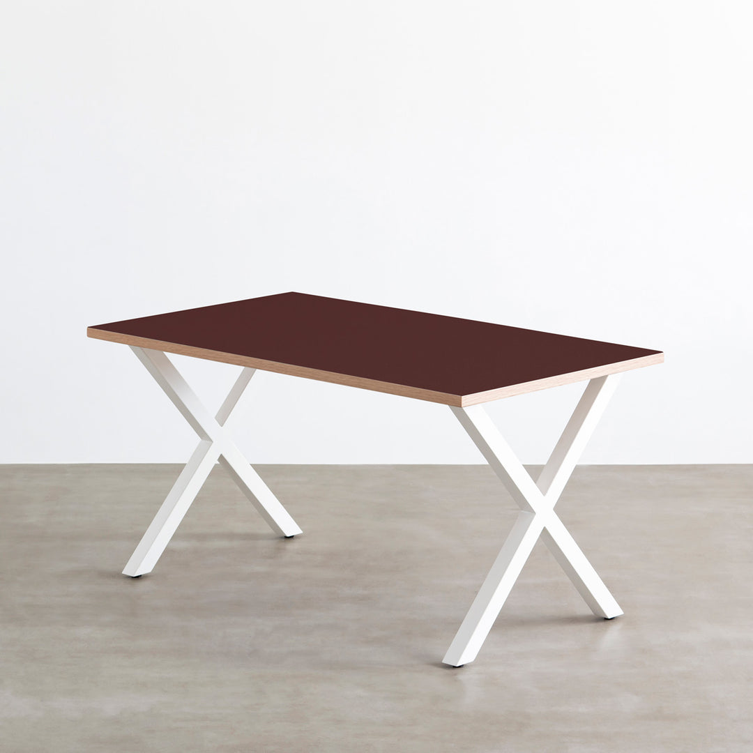 THE TABLE / リノリウム レッド・オレンジ系 × White Steel