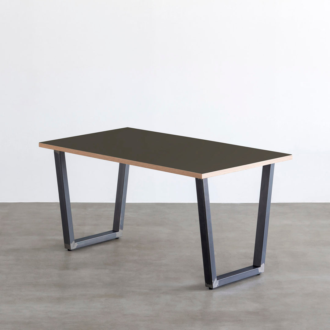 kanademono リノリウム Nero Black Steelテーブル THE TABLE / リノリウム ブラック・ブラウン系 × Black Steel