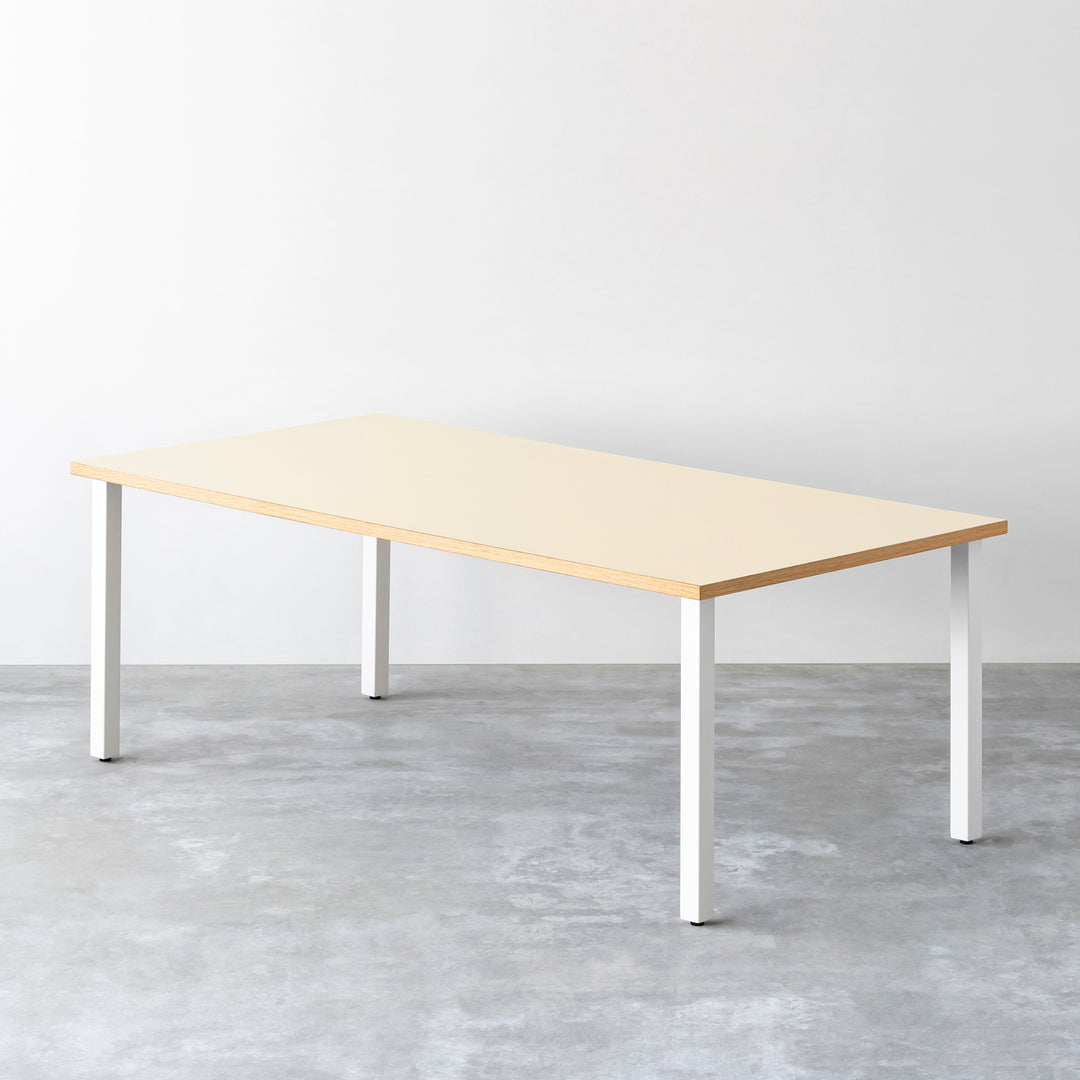 THE TABLE / リノリウム 全32色 × White Steel × W181 - 200cm