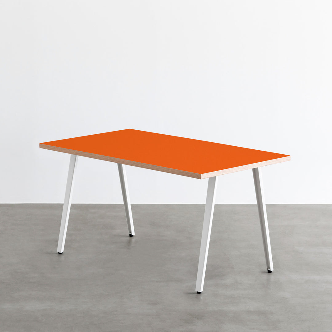 THE TABLE / リノリウム レッド・オレンジ系 × White Steel