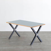 THE TABLE / リノリウム ブルー系 × Black Steel（クリア塗装）