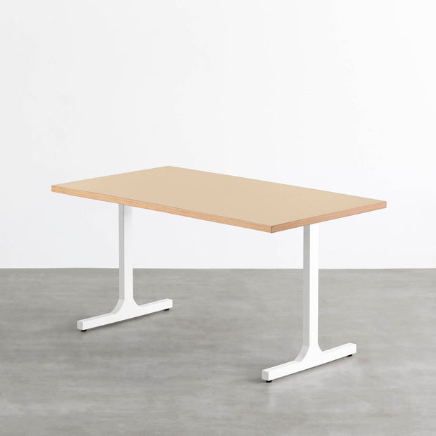 THE TABLE / リノリウム ベージュ・グレー系 × White Steel