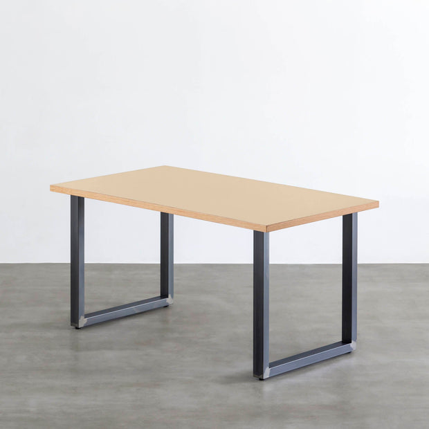 THE TABLE / リノリウム ベージュ・グレー系 × Black Steel（クリア塗装）