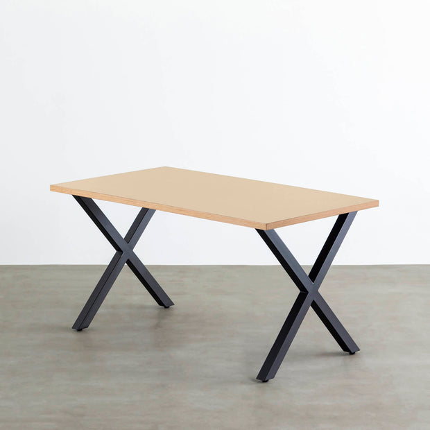 THE TABLE / リノリウム ベージュ・グレー系 × Black Steel
