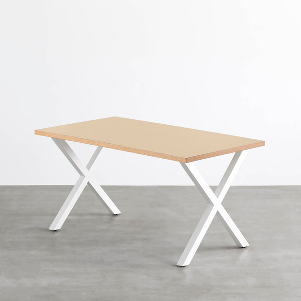 THE TABLE / リノリウム ベージュ・グレー系 × White Steel