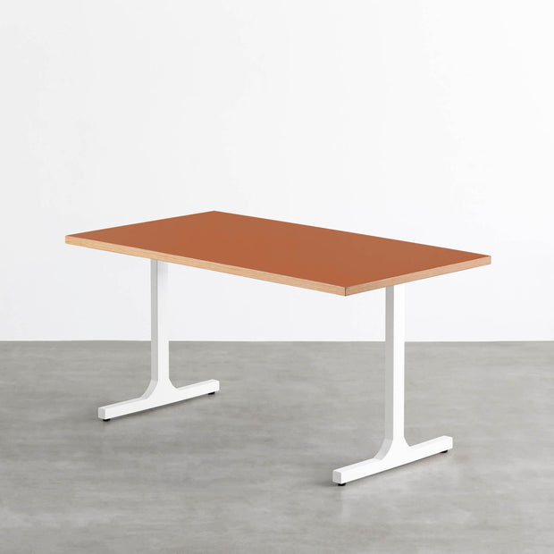 THE TABLE / リノリウム レッド・オレンジ系 × White Steel