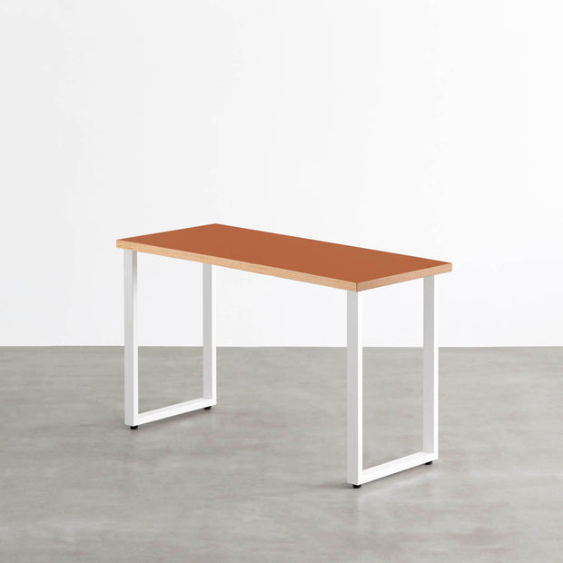 THE TABLE / リノリウム レッド・オレンジ系 × White Steel