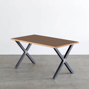 THE TABLE / リノリウム ブラック・ブラウン系 × Black Steel（クリア塗装）