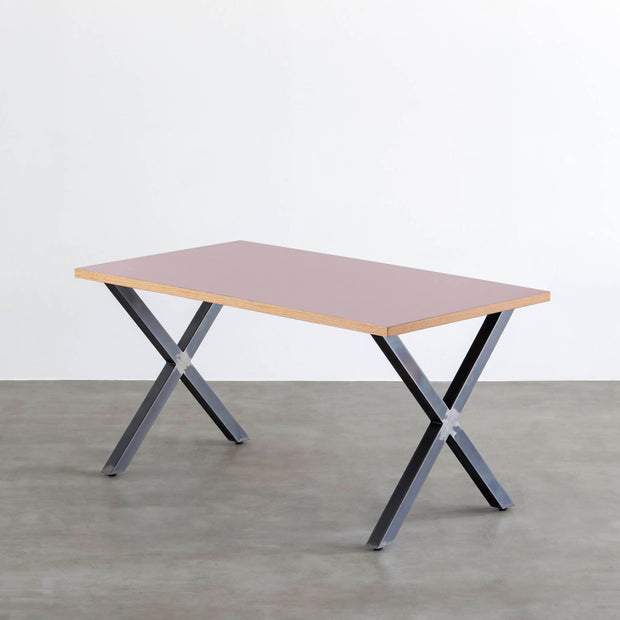 THE TABLE / リノリウム レッド・オレンジ系 × Black Steel（クリア塗装）