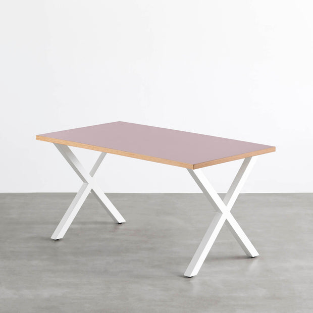 THE TABLE / リノリウム レッド・オレンジ系 × White Steel