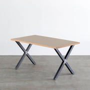 THE TABLE / リノリウム ブラック・ブラウン系 × Black Steel（クリア塗装）