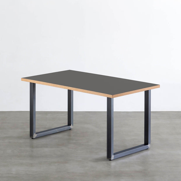 THE TABLE / リノリウム ブラック・ブラウン系 × Black Steel（クリア塗装）