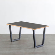 THE TABLE / リノリウム ブラック・ブラウン系 × Black Steel（クリア塗装）
