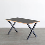 THE TABLE / リノリウム ブラック・ブラウン系 × Black Steel（クリア塗装）