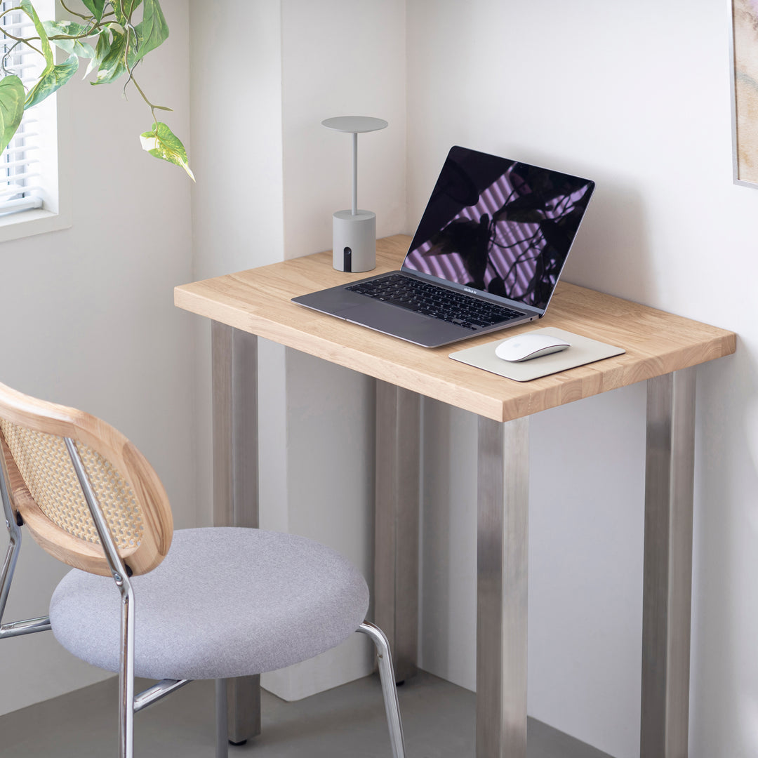 KANADEMONO コンパクトデスク ラバーウッド アッシュグレー THE TABLE / コンパクトデスク ラバーウッド アッシュグレー × White