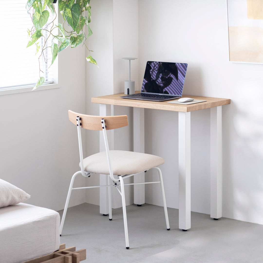 KANADEMONO コンパクトデスク ラバーウッド アッシュグレー THE TABLE / コンパクトデスク ラバーウッド アッシュグレー × White