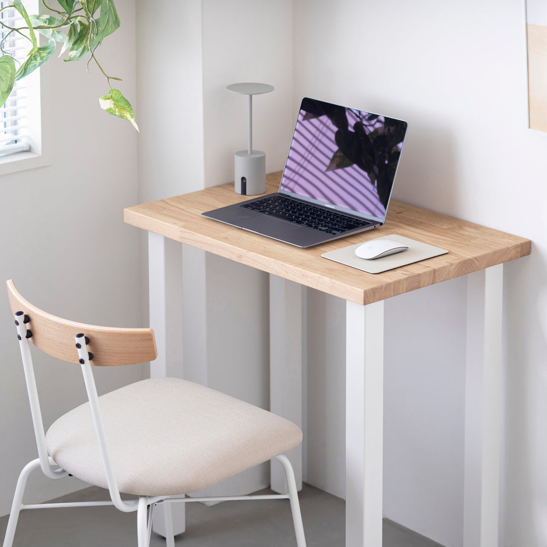 KANADEMONO コンパクトデスク ラバーウッド アッシュグレー THE TABLE / コンパクトデスク ラバーウッド アッシュグレー × White