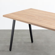 かなでもののラバーウッド材アッシュカラー天板にブラックのスリムライン鉄脚を組み合わせたテーブル（天板と脚）