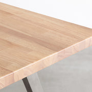 KANADEMONOの配線孔BROCK&TRAY付きのラバーウッド材アッシュグレー天板とフラットピン型ステンレス脚を組み合わせたテーブル（天板）