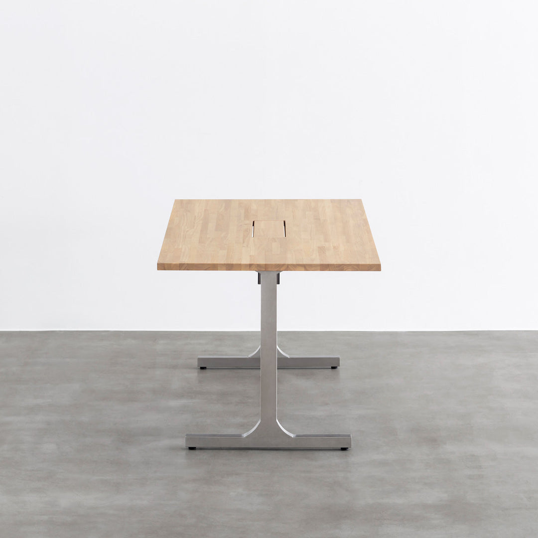 THE TABLE / ラバーウッド アッシュグレー × Stainless 配線トレー付き