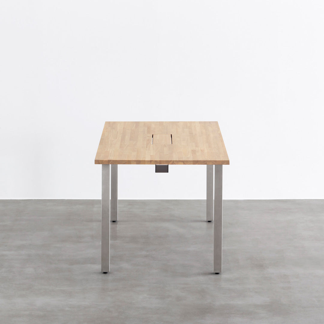 THE TABLE / ラバーウッド アッシュグレー × Stainless 配線トレー付き