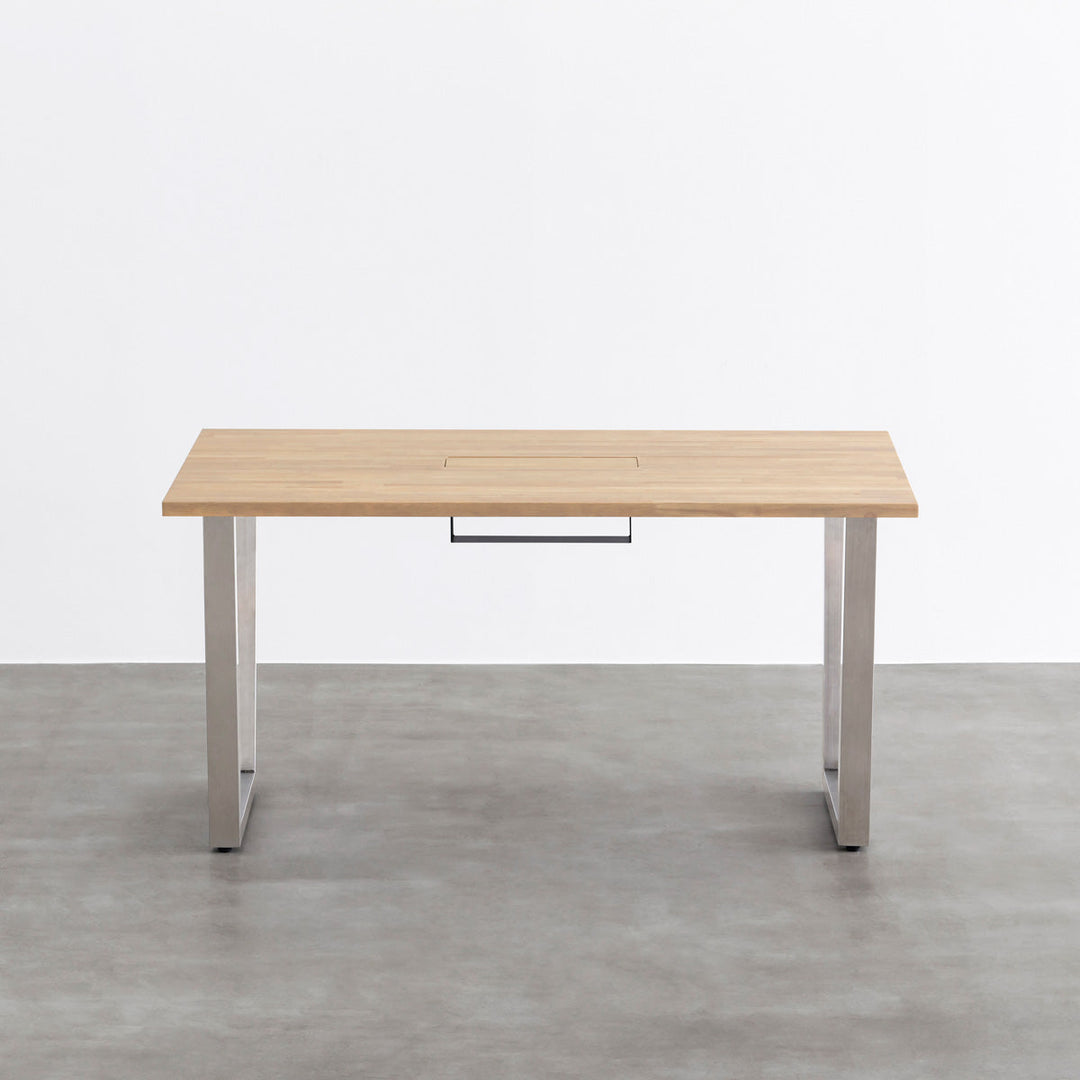 キャビネット プッシュオープン式扉 ベッドテーブル グレー TAP-421GY THE TABLE / ラバーウッド アッシュグレー × Stainless 配線トレー付き