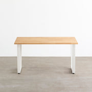 かなでもののラバーウッドとホワイトのトラペゾイド鉄脚を組み合わせたシンプルデザインのテーブル1