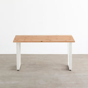 かなでものの杉無垢材とホワイトのトラペゾイド鉄脚を組み合わせたシンプルモダンなテーブル1