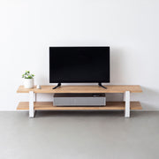 THE TV BOARD / LOW TABLE　ラバーウッド アッシュグレー × White Steel