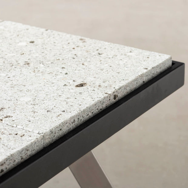 THE LOW TABLE / 大谷石 × ラバーウッド × White Steel