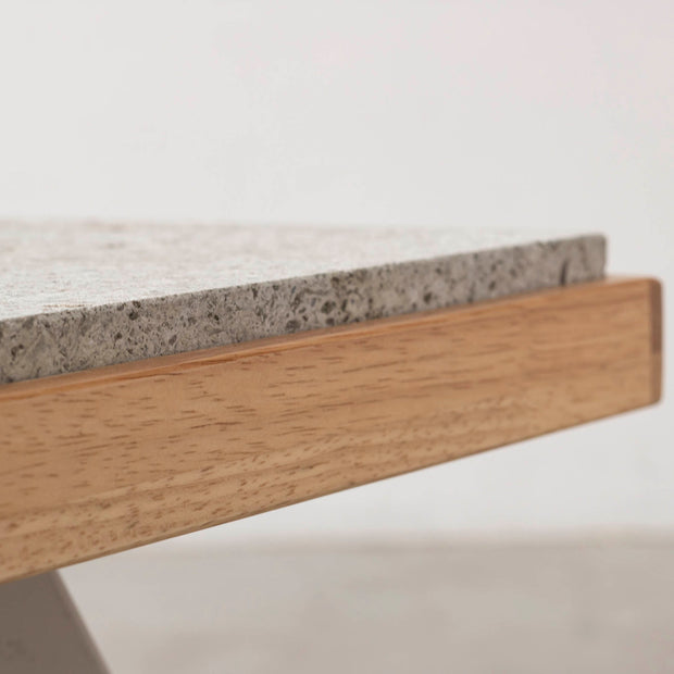 THE LOW TABLE / 大谷石 × ラバーウッド × White Steel