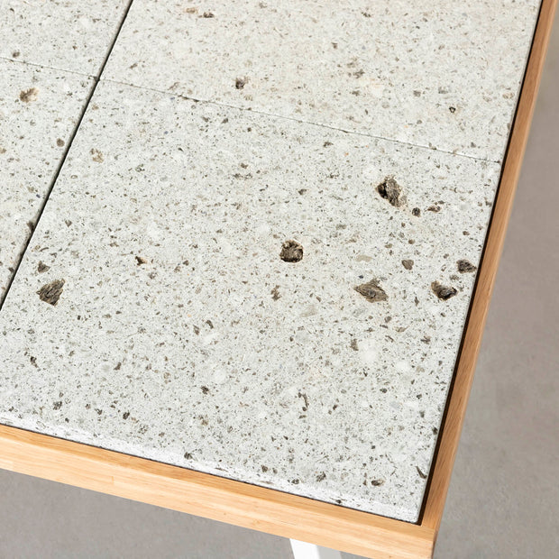 THE LOW TABLE / 大谷石 × ラバーウッド × White Steel