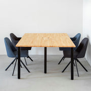 THE TABLE / ラバーウッド ナチュラル × Black Steel × W150 - 200cm 
