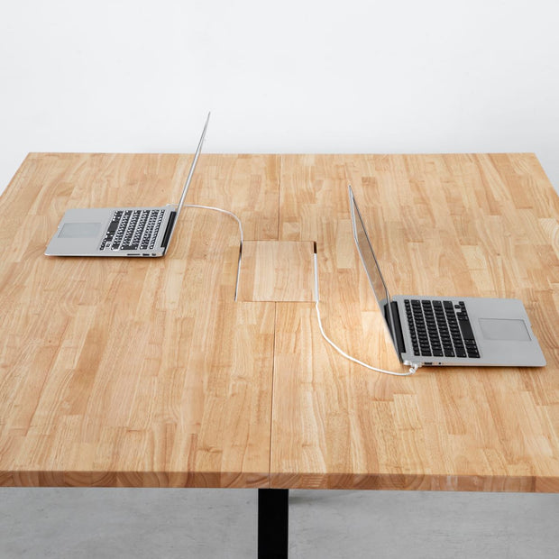 THE TABLE ラバーウッド ナチュラル × Black Steel × W150 200cm D80 120cm 配線トレ –  KANADEMONO