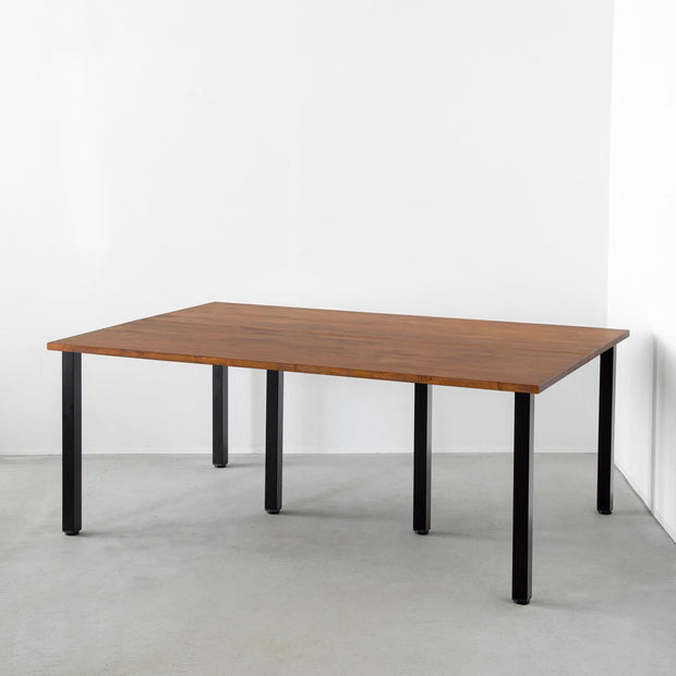 THE TABLE / ラバーウッド ブラウン × Black Steel × W150 - 200cm D80
