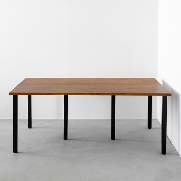 THE TABLE / ラバーウッド ブラウン × Black Steel × W150 - 200cm D80