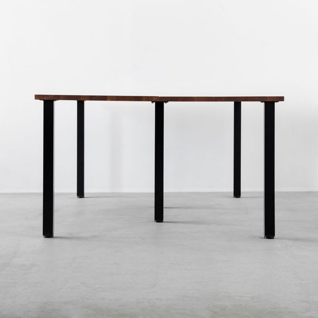 THE TABLE / ラバーウッド ブラウン × Black Steel × W150 - 200cm D80 