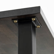 Kanademonoの配線孔BROCK＆TRAY付きの特寸サイズのラバーウッド天板ブラックブラウンとブラックの角柱鉄脚を組み合わせた大型テーブル（脚）