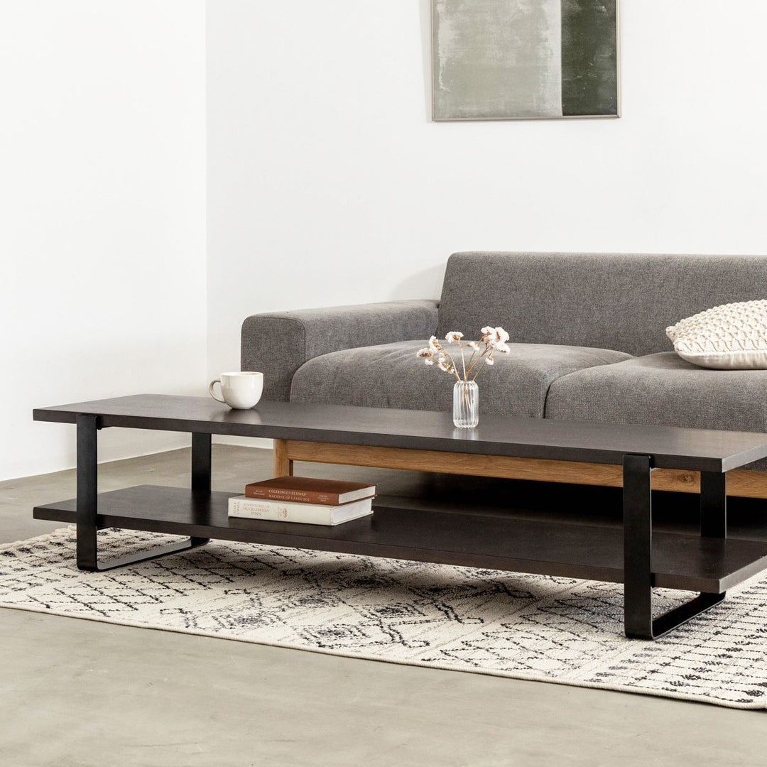 THE TV BOARD / LOW TABLE ラバーウッド ブラックブラウン × Black