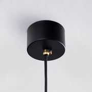 スチールと真鍮や銅を組み合わせた可愛らしいベルをデザインしたブラックのペンダントライトのプラグ