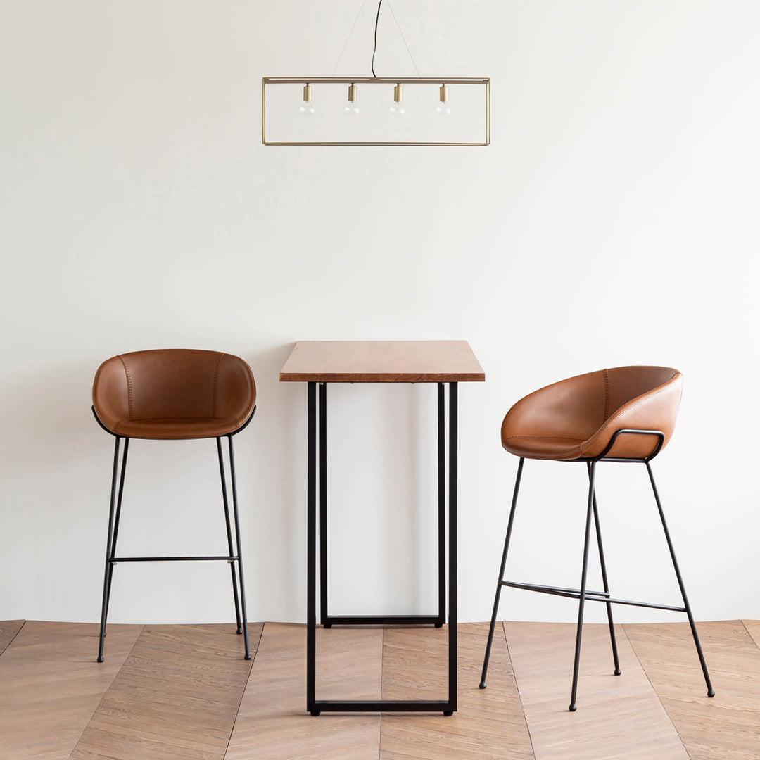 Brown Synthetic Leather High Stool × 2 – KANADEMONO